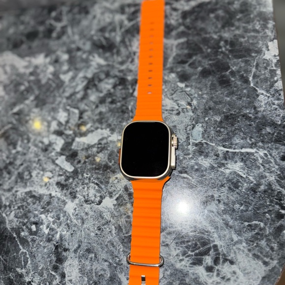 Apple Smartwatch with Bright Orange Band